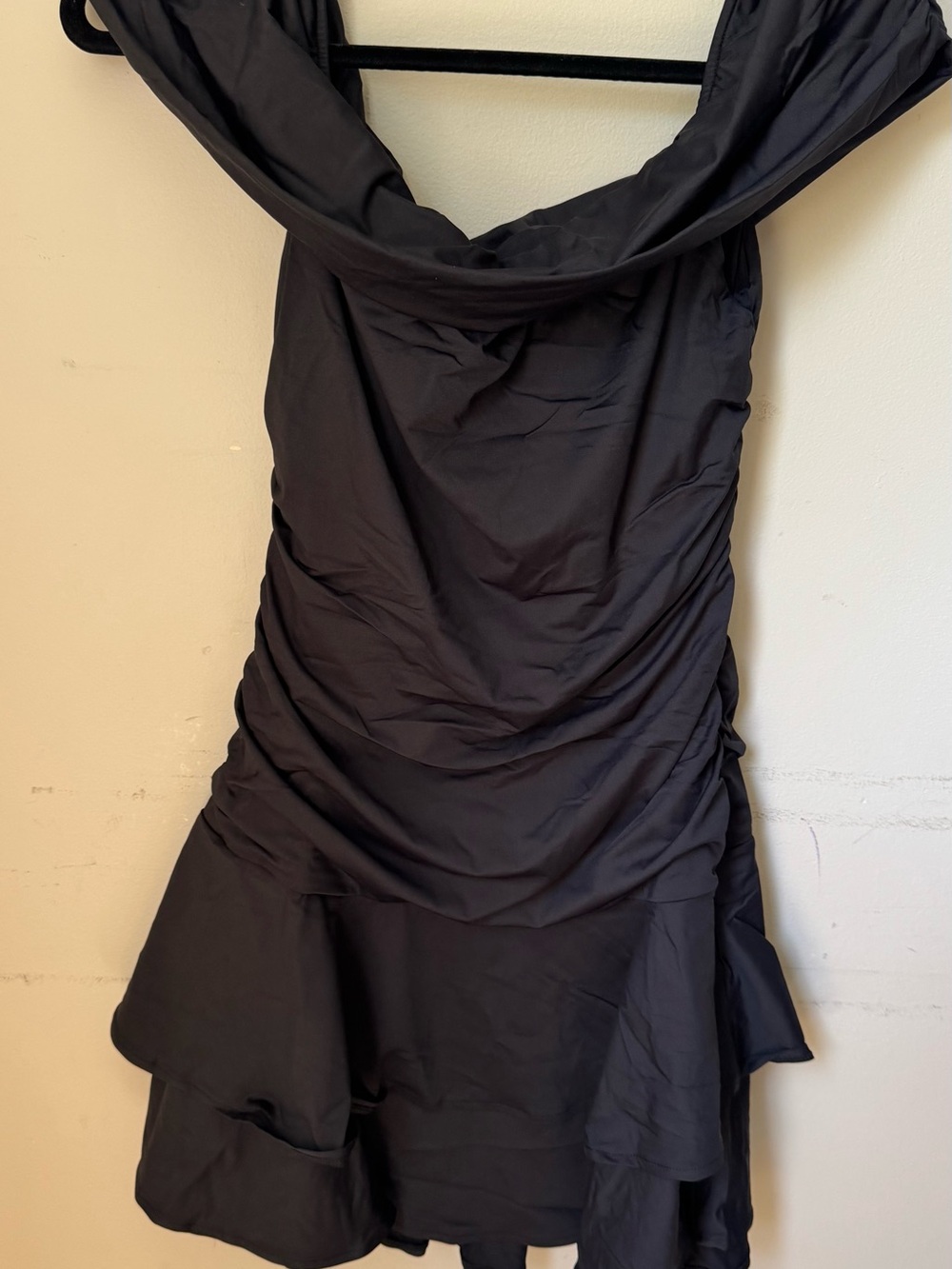 Black Women’s Cowl Neck Ruffle Dress